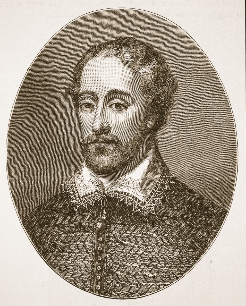 Edmund Spenser, G. Vertue metszetéből, illusztráció a The Church of England: A History for the People című könyvéből, H.D.M. Spence-Jones, kocsma. 1910 körül (szépia fotó) alkotó: English School
