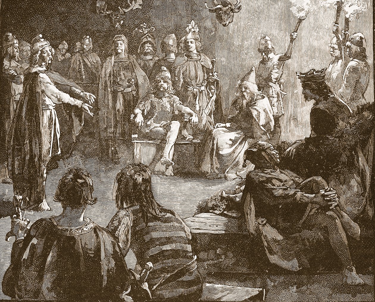 Edwin of Northumbria és Christian Missionaries, illusztráció a Cassells Illustrated History of Englandből (szépia fotó) alkotó: English School