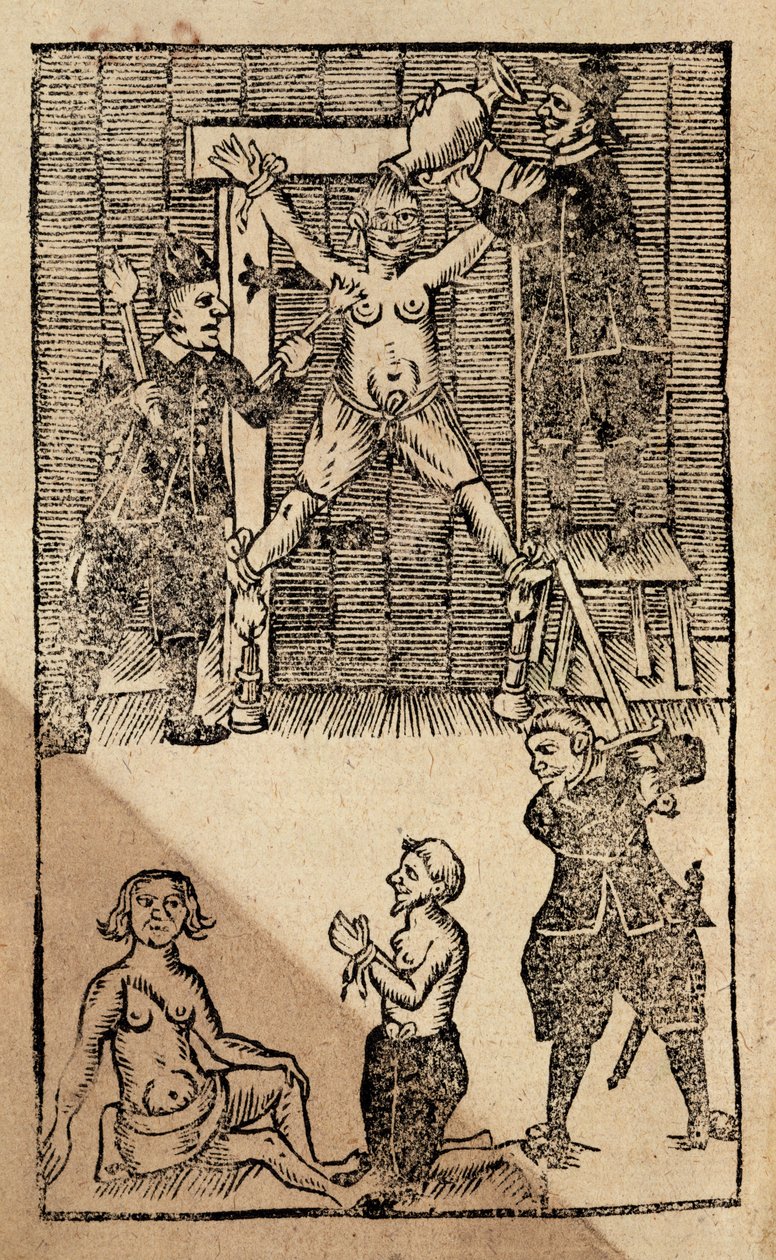 Pl. 1475 f.1 Amboynában élő holland telepesek megkínoznak egy angol kereskedőt az 1623-as mészárlás előtt, amely véget vetett a brit kereskedésnek Kelet-Indiában (fametszet) alkotó: English School