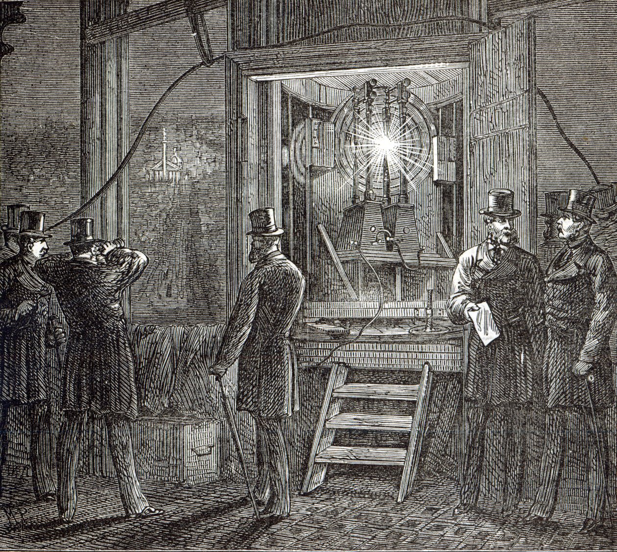 Elektromos készülékek az Óratoronyhoz, a Parlament házaihoz a The Illustrated London News-tól, 1873. augusztus 16. alkotó: English School