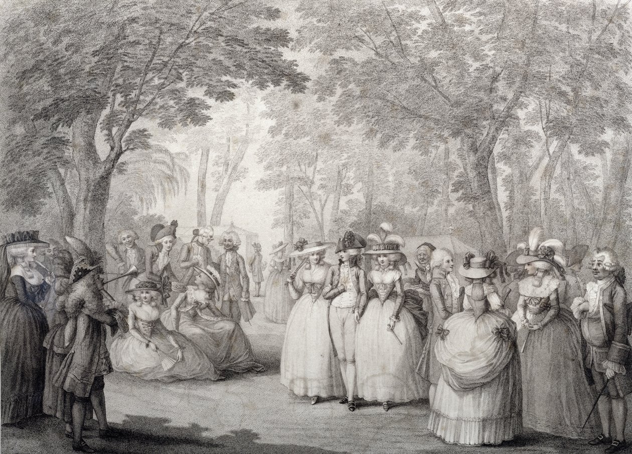 Elegáns figurák a Vauxhall Gardensben alkotó: English School