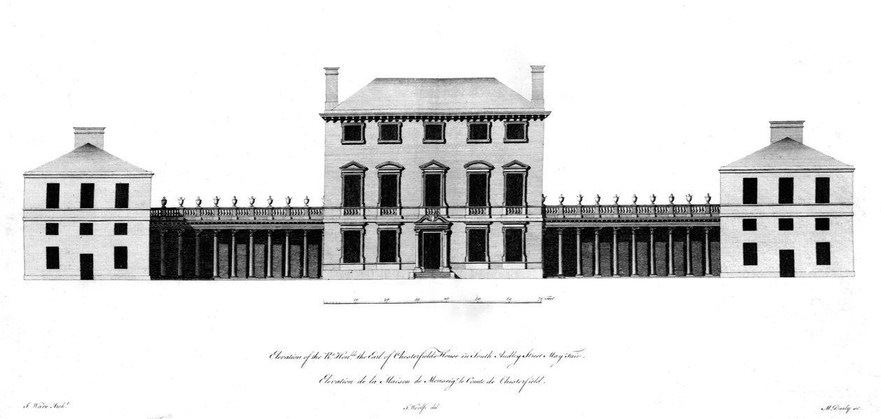 Az Rt. emelése Tiszteletbeli Earl of Chesterfields House, 1767 alkotó: English School
