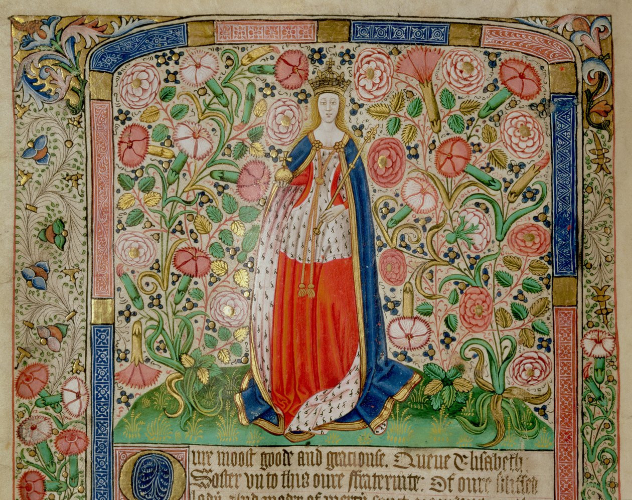 Elizabeth Woodville (kb. 1437-92) IV. Edward angol király (1442-83) hitvese (vellum) (70062 részlet) alkotó: English School
