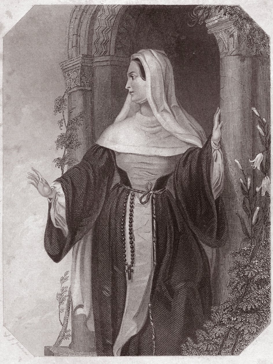 Emilie, Aegeon felesége, az efezusi közösség apátnője (A hibák vígjátéka) Emilia Lady Abbess Ephesusban (A hibák vígjátéka) - „” Galerie des femmes de Shakespeare, korai londoni művészek negyvenöt komoly portréjának gyűjteménye , dúsított alkotó: English School