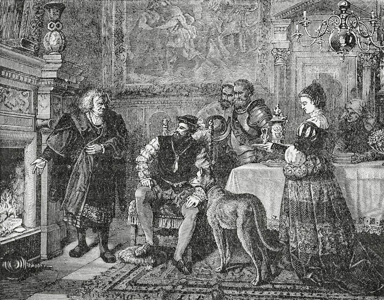 V. Károly császár meglátogatja a Fuggereket, 1882 alkotó: English School
