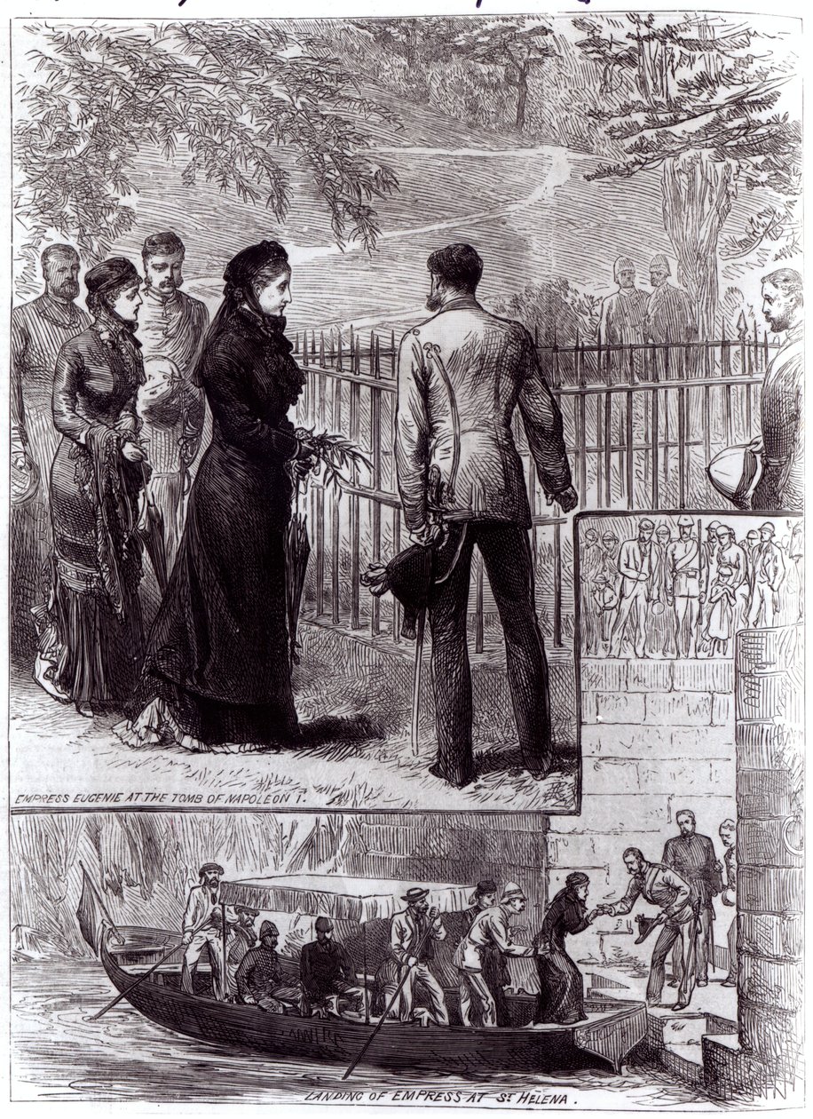 Jenő császárné meglátogatja I. Napóleon sírját a Szent Ilonán, 1880 alkotó: English School