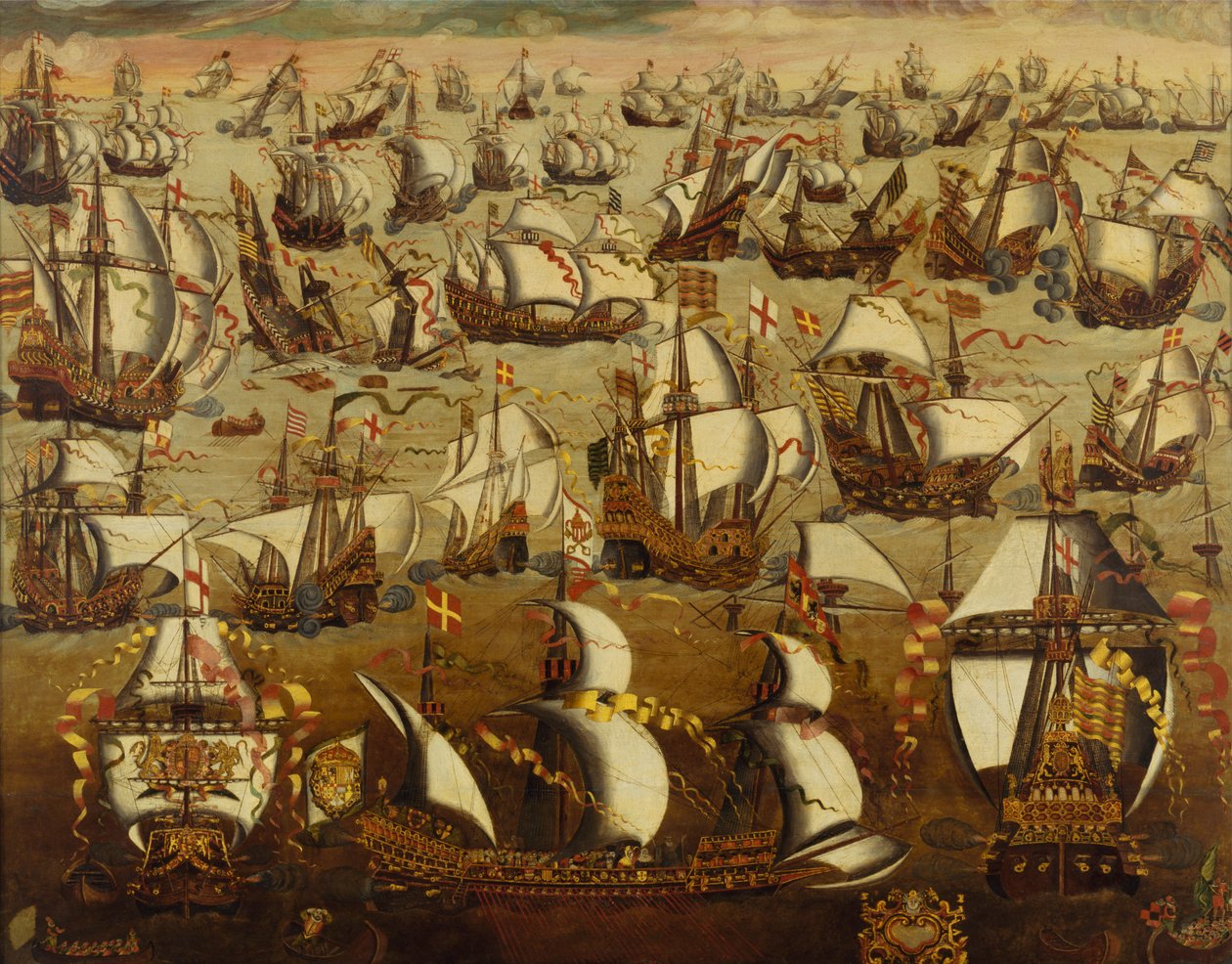 Angol hajók és a spanyol armada, 1588 augusztusában alkotó: English School