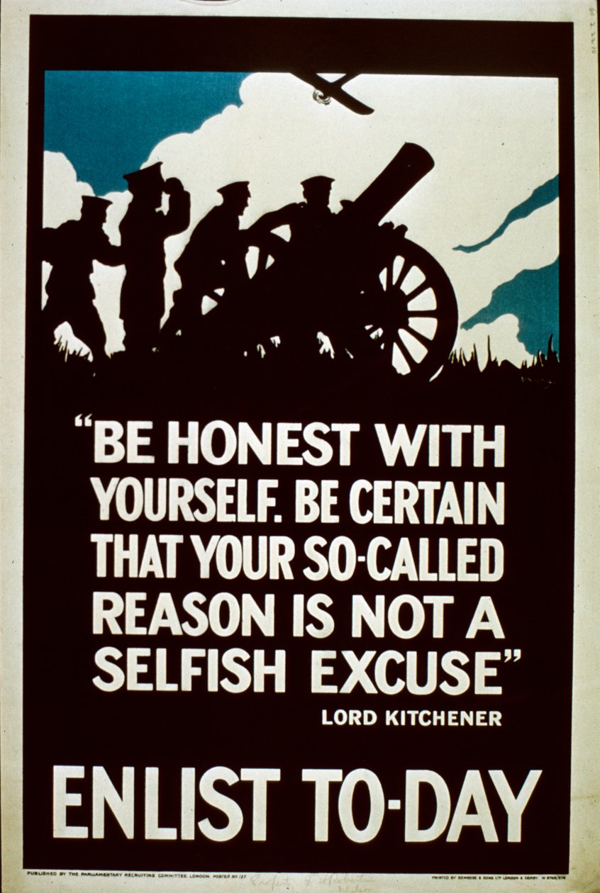 Enlist To-Day Recruitment Plakát, 1914-18 alkotó: English School