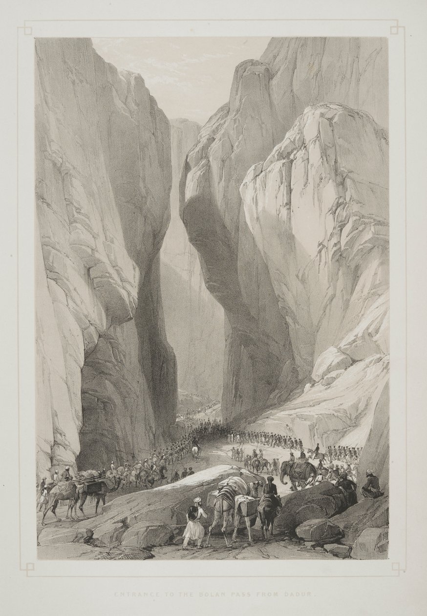 Bejárat a Bolan-hágóba Dadur felől, James Atkinson "Sketches in Afghaunistan" című művéből alkotó: English School