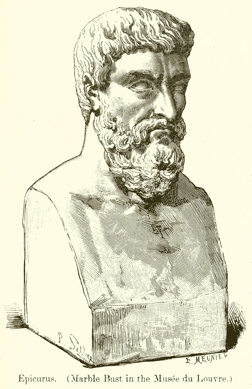 Epikurosz. (Márvány mellszobor a Musee du Louvre-ban) (metszet) alkotó: English School