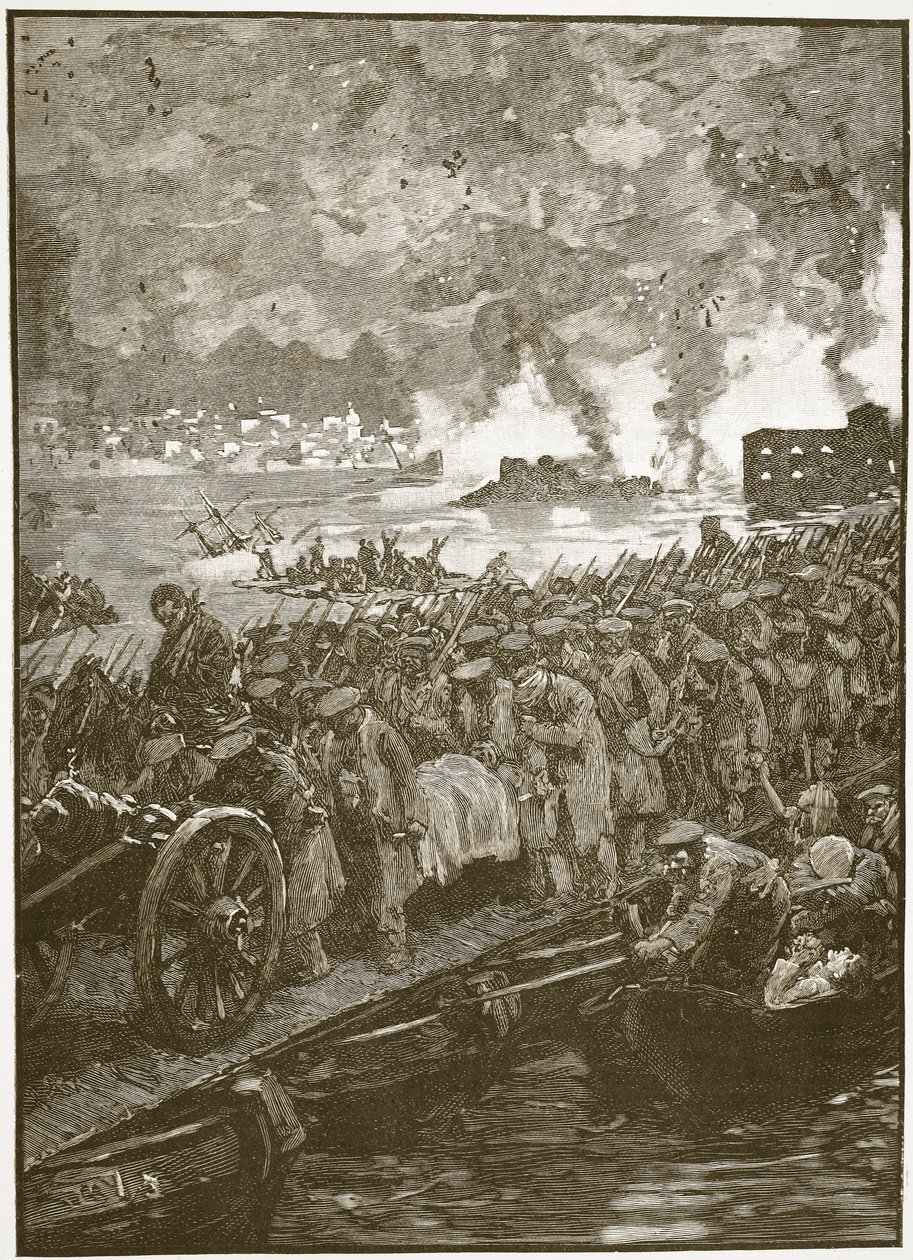 Sebastopol evakuálása, illusztráció Cassell Illustrated History of England című művéből (szépia fotó) alkotó: English School