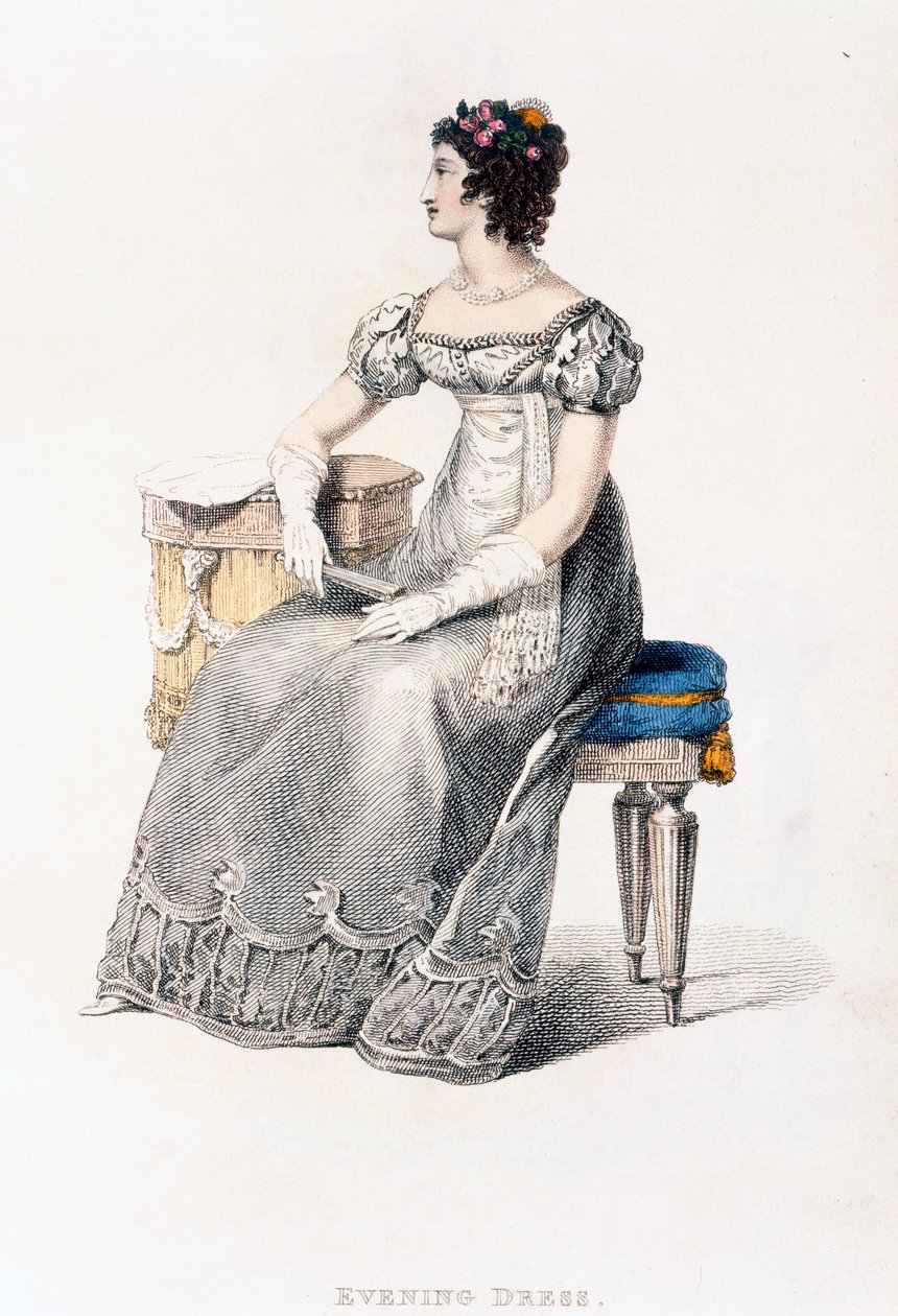 Estélyi ruha, divattányér az Ackermanns Repository of Arts-tól alkotó: English School