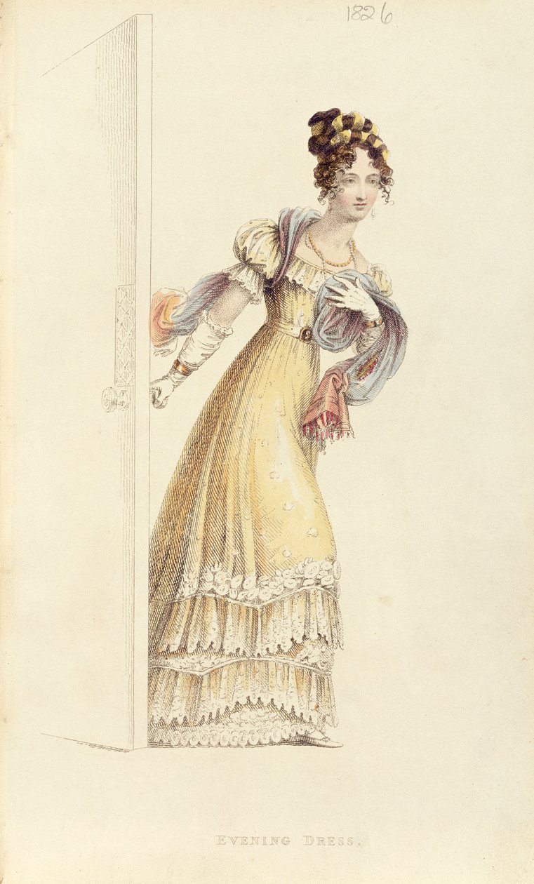 Estélyi ruha, divattányér az Ackermanns Repository of Arts-tól alkotó: English School