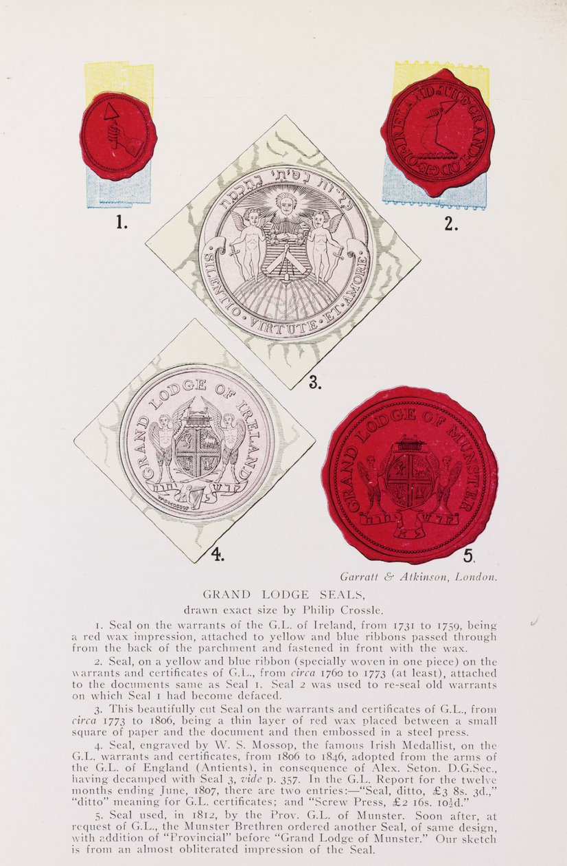 Példák angol és ír Grand Lodge pecsétekre alkotó: English School
