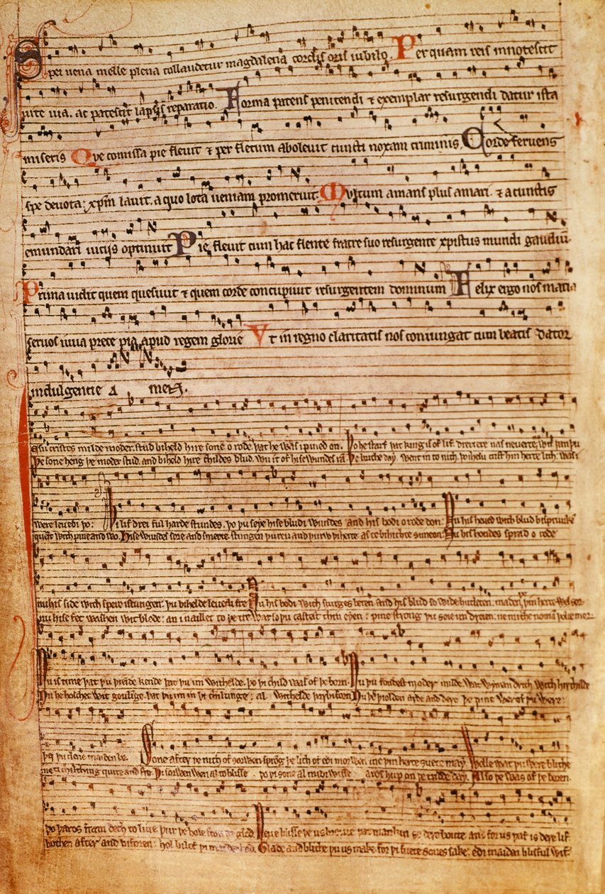 F.154v középkori kotta (litho) alkotó: English School