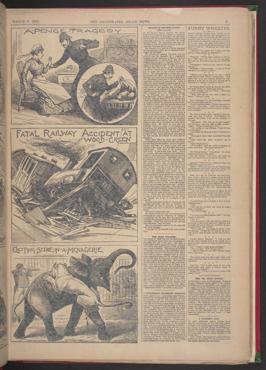 "HALÁLOS VASÚTI BALESET WOOD-GREENBEN." Illustrated Police News, 1895. március 9. (újságpapír) alkotó: English School