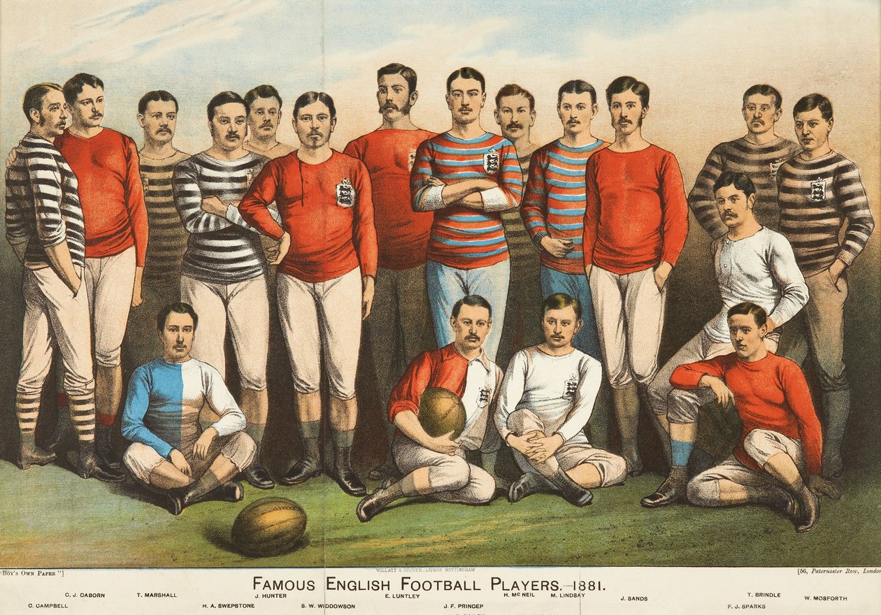 Híres angol futballisták 1881-ből, a Boys Owntól alkotó: English School