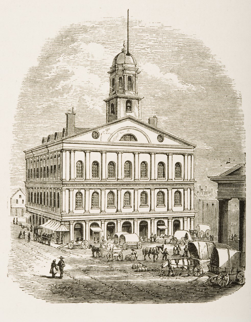 Faneuil Hall, Boston, 1870 körül, a Religious Tract Society által 1876-ban kiadott 