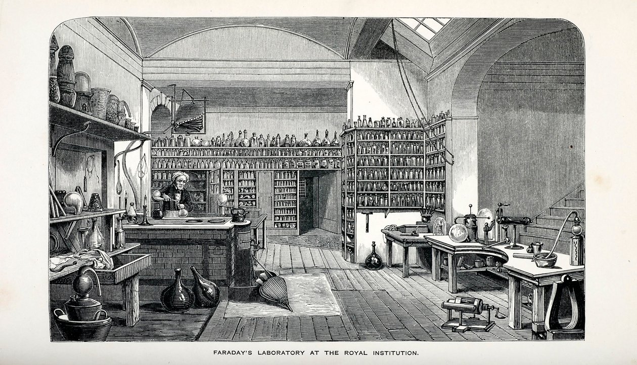 Faraday Laboratórium a Királyi Intézetben, pub. 1870. alkotó: English School