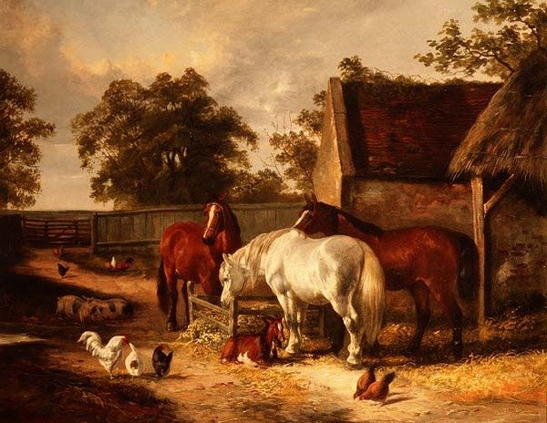 Farmyard jelenet alkotó: English School