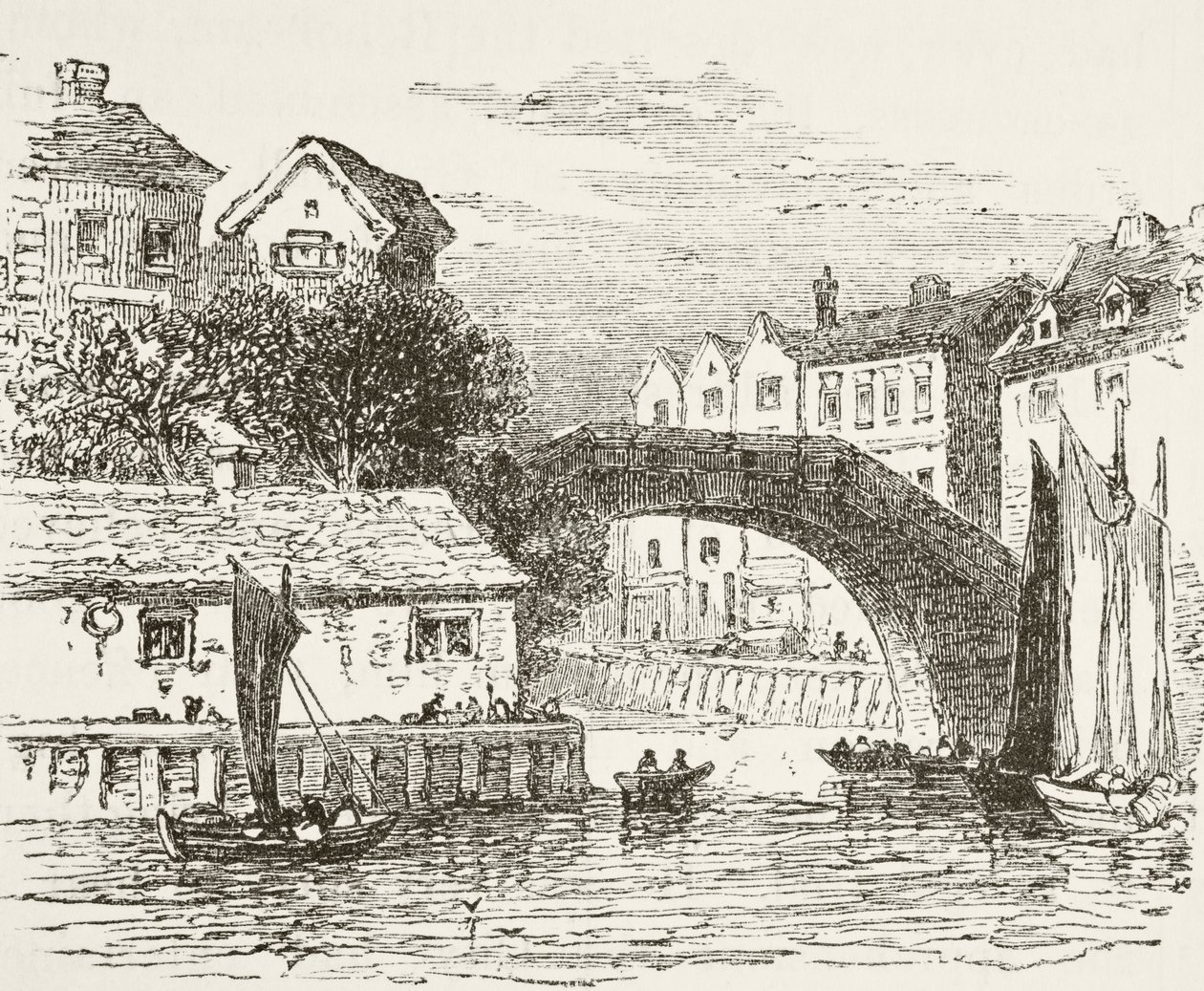 Fleet Bridge, London a 17. században, William Hickman Smith Aubrey (1858-1916) „Anglia nemzeti és hazai története” című könyvéből, London, 1890 körül. alkotó: English School