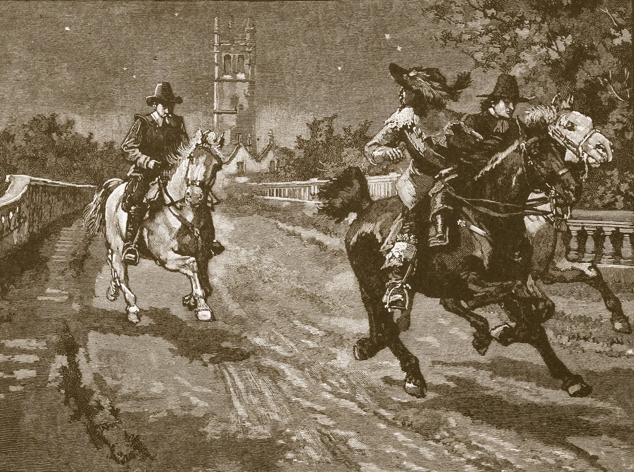 Charles repülése Oxfordból, illusztráció a Cassells Illustrated History of Englandből (szépia fotó) alkotó: English School