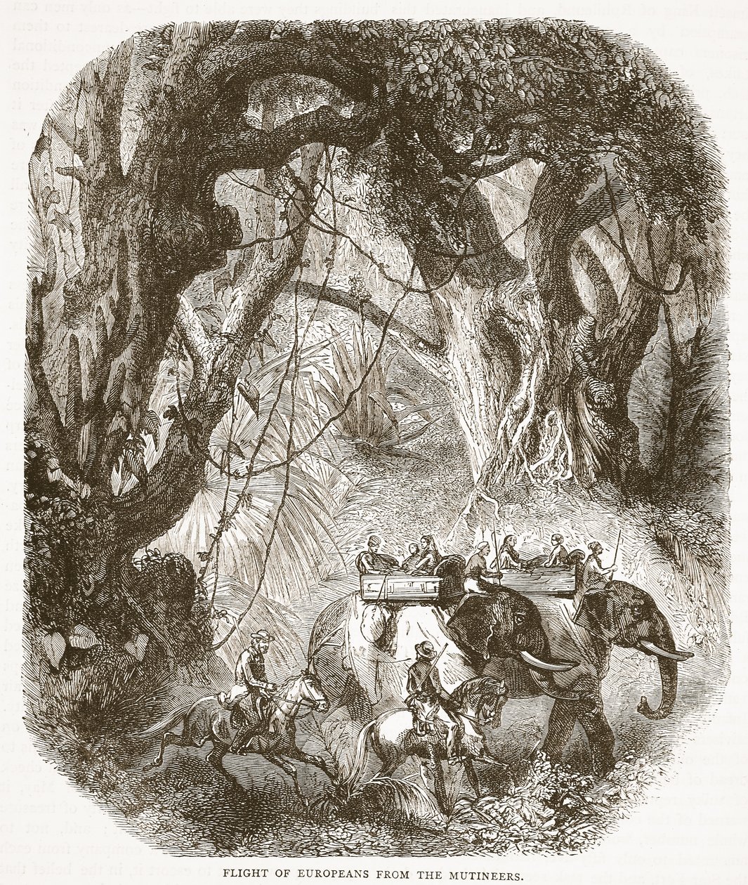 Európaiak repülése a Mutineersből, illusztráció a Cassells Illustrated History of Englandből alkotó: English School