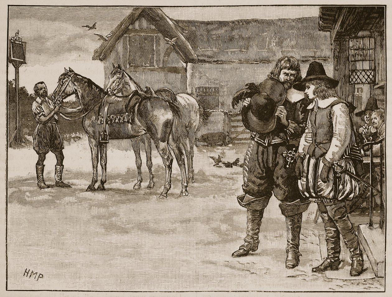 Arabella Stuart hölgy repülése, illusztráció a Cassells Illustrated History of Englandből (szépia fotó) alkotó: English School
