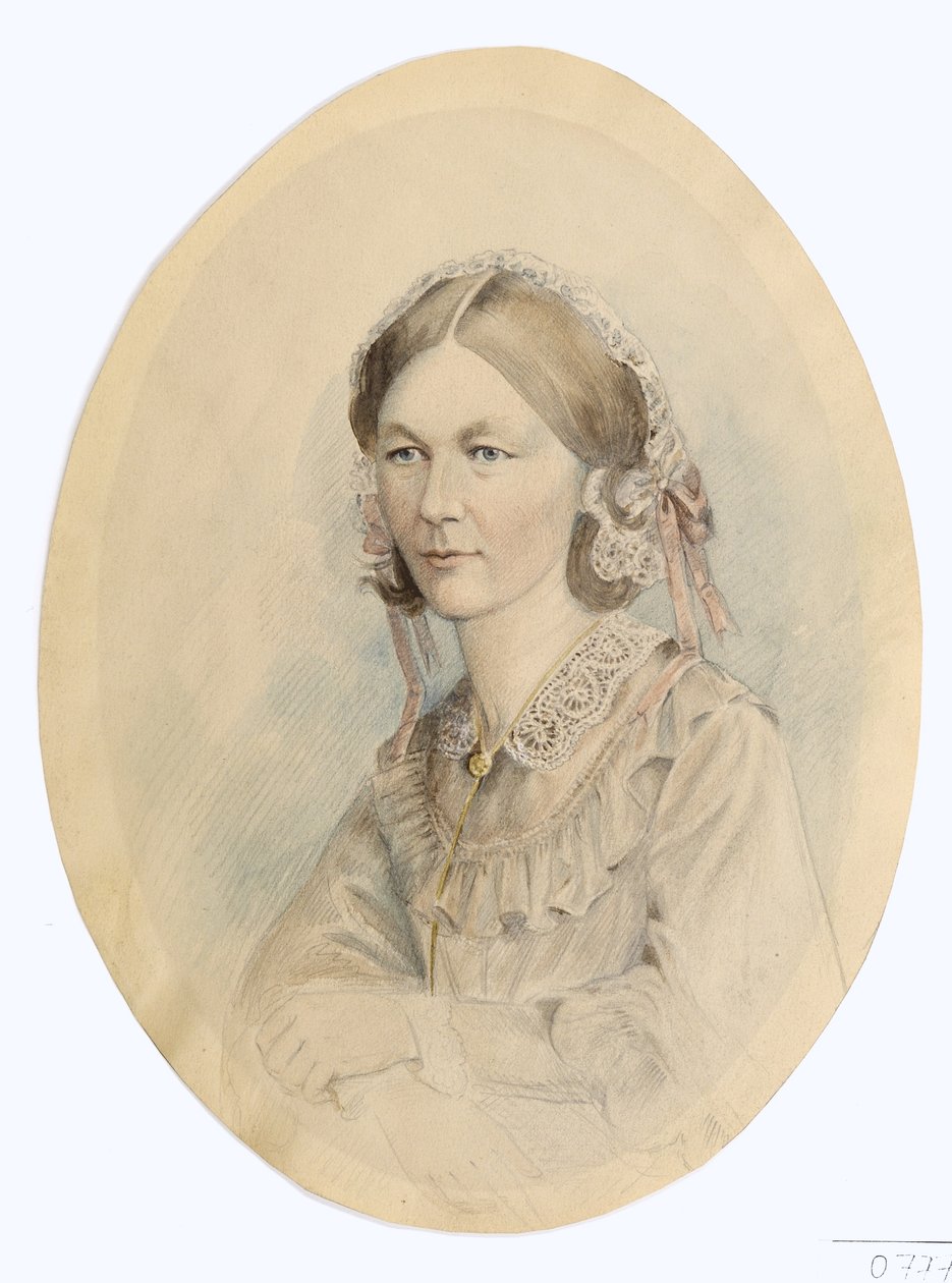 Florence Nightingale, Lenthall fényképe után, 1956 (ceruza és mosás papíron) alkotó: English School