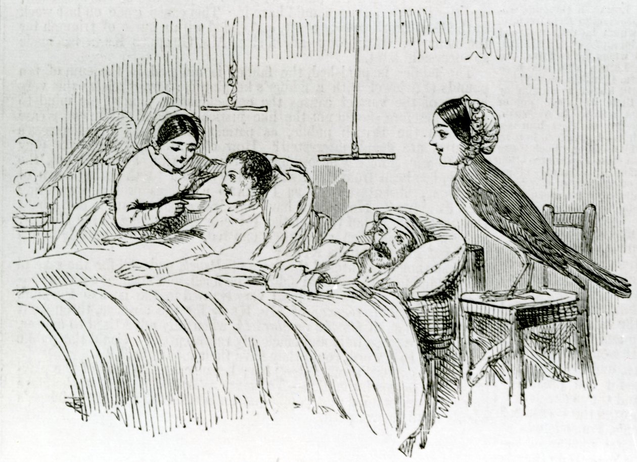 Florence Nightingale és egyik szolgáló angyala a Krím-félszigeten alkotó: English School