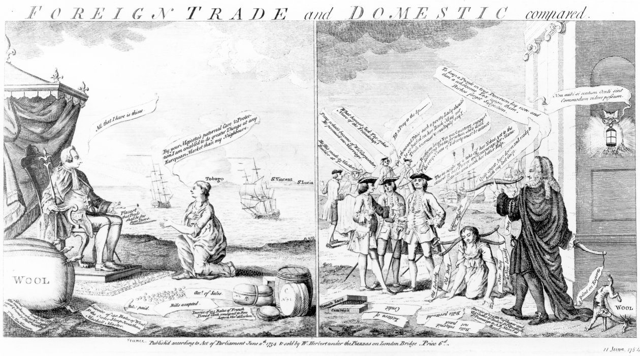 Külkereskedelem és belföldi összehasonlítás, William Herbert, 1754 alkotó: English School