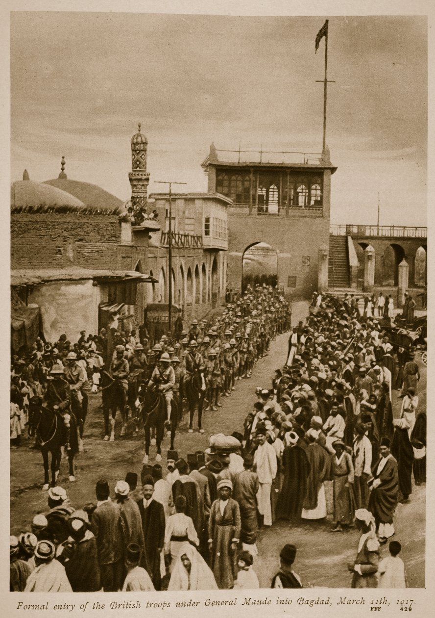 A Maude tábornok vezette brit csapatok hivatalos belépése Bagdadba, 1917. március 11., 1917-1919 alkotó: English School