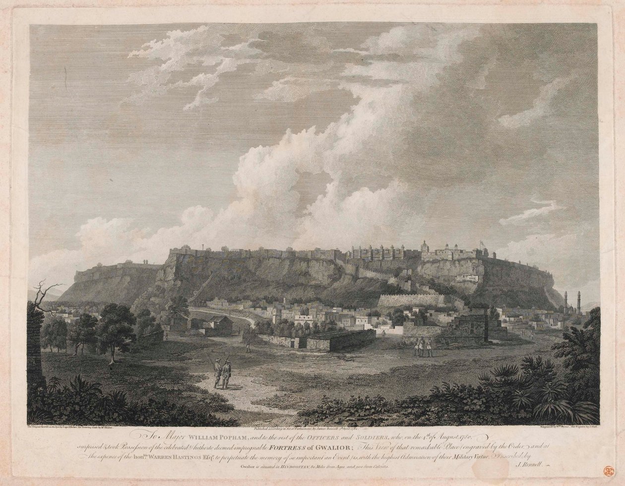 „Gwalior erőd” (vonalas metszet, színes) alkotó: English School
