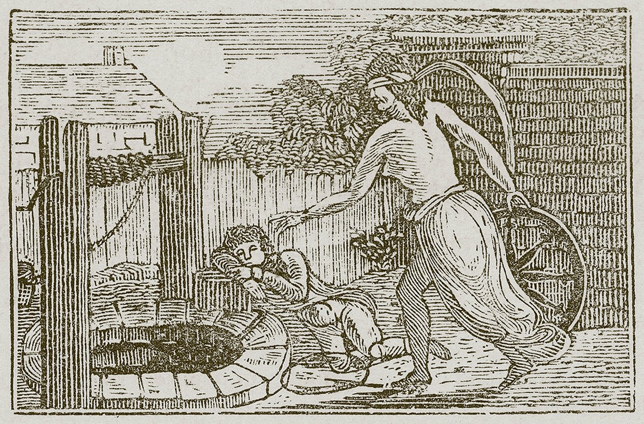 Fortuna és a fiú (metszet) alkotó: English School