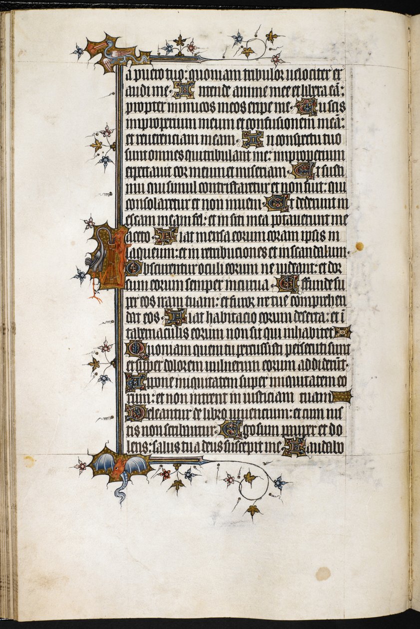 Róka és gólya az MS Egerton 3277, f.47v határrészletében, a 