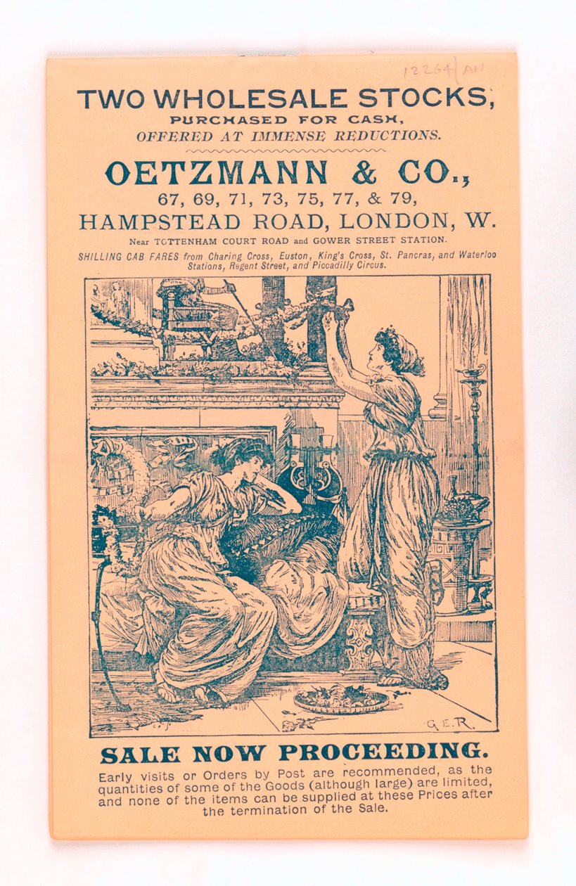 Előlap egy Oetzmann & Co. katalógusból, 1885-90 körül (nyomtatott) alkotó: English School