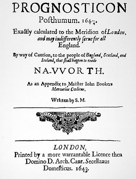 Címlap az 1643-ban megjelent Prognosticonból alkotó: English School