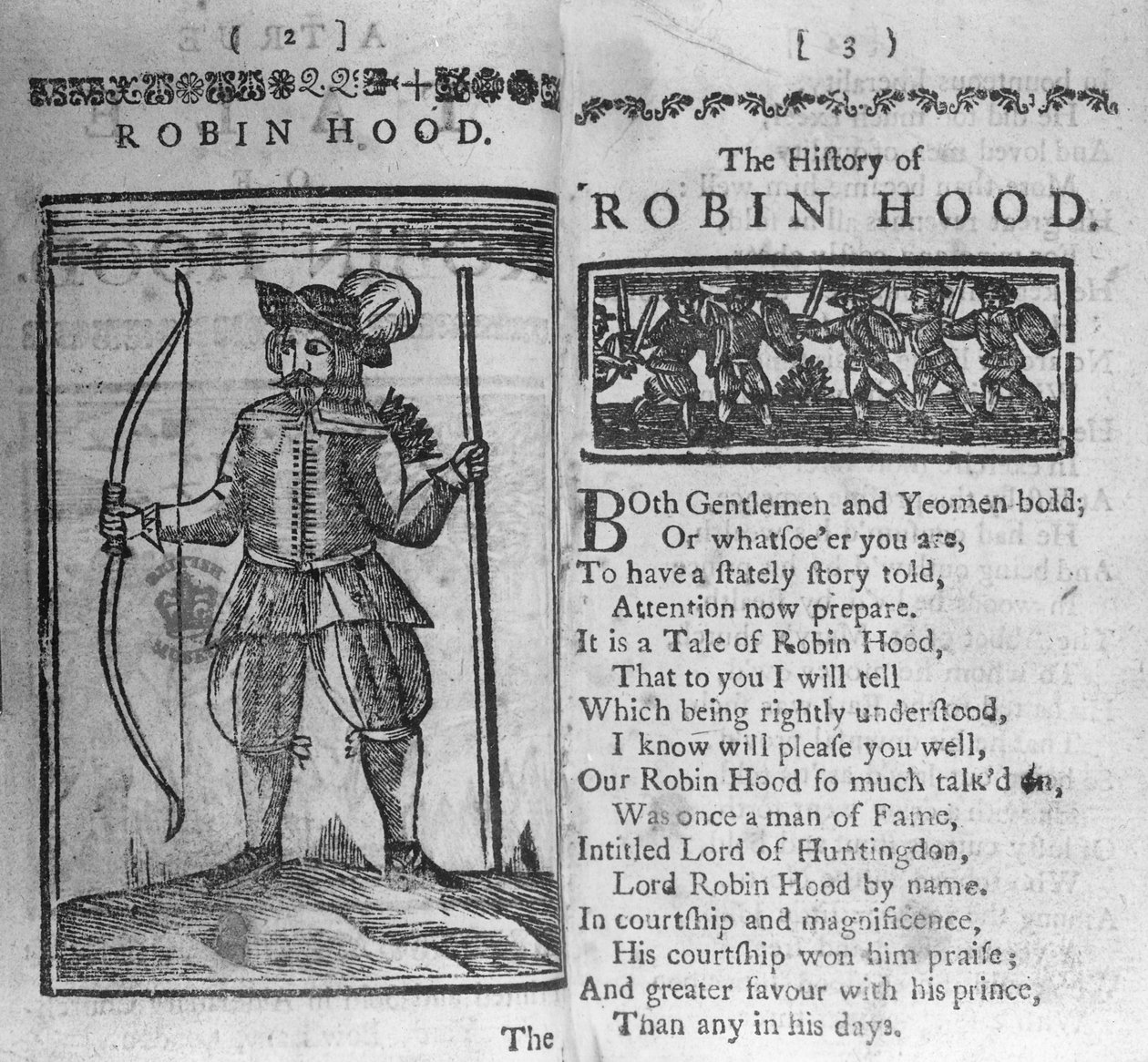 A Robin Hood története előlapja és kezdősorai alkotó: English School