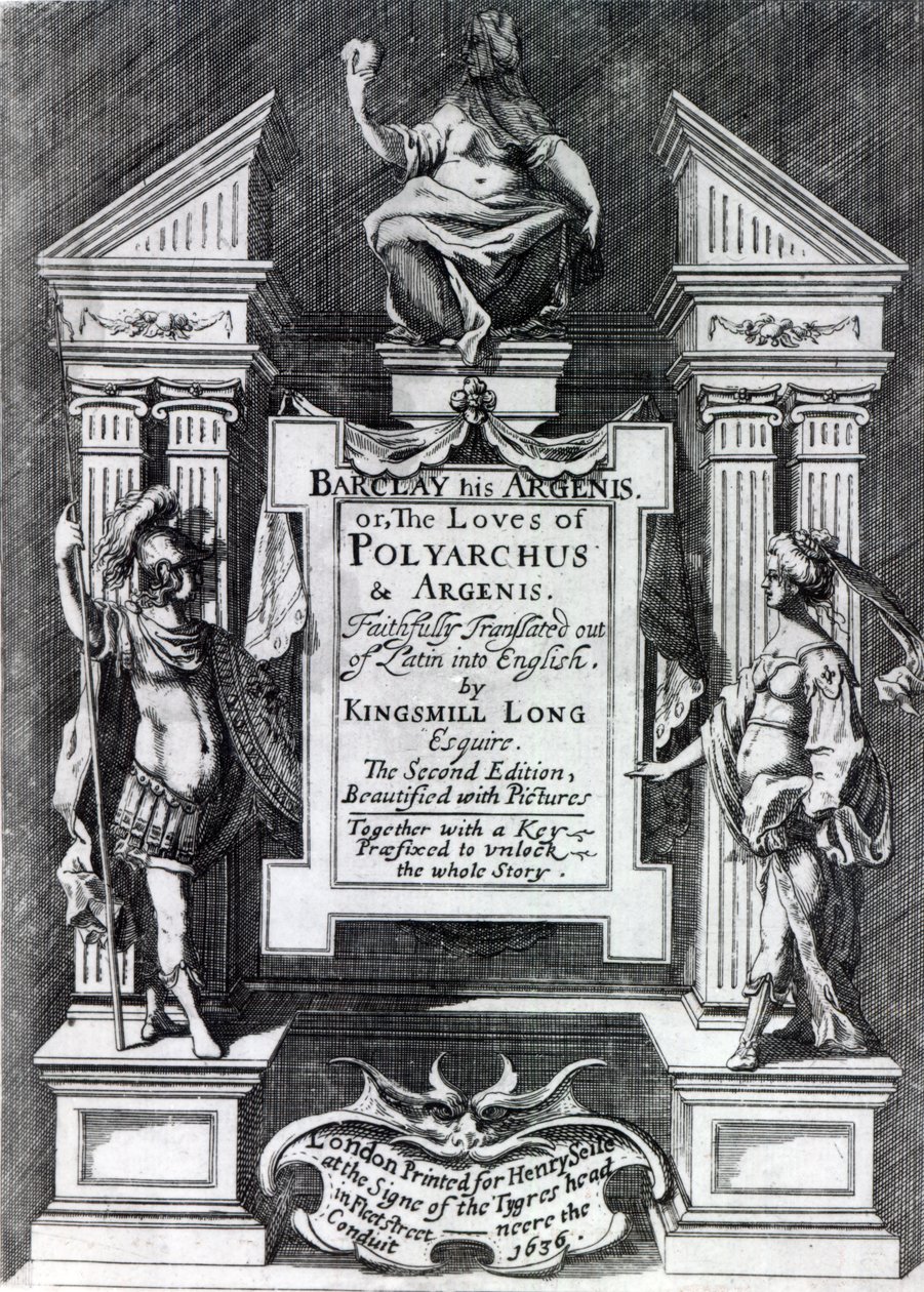 John Barclay előlapja Argenis számára, második angol kiadás, 1636 alkotó: English School