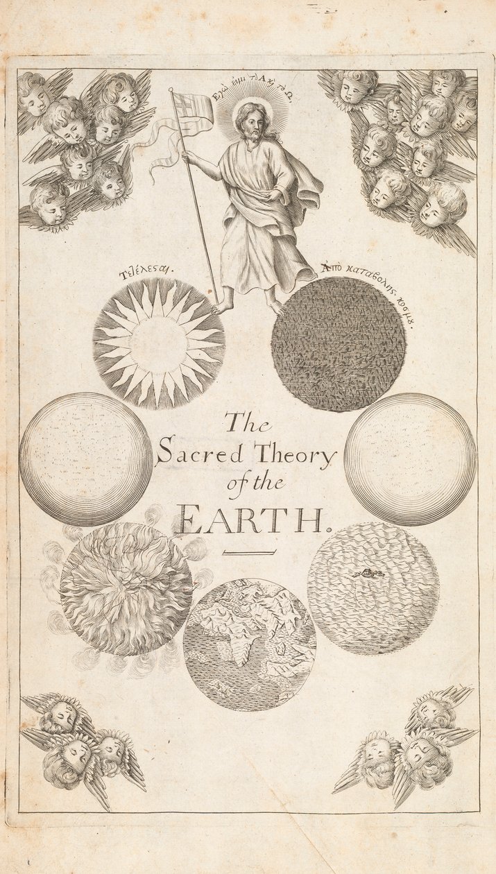 Thomas Burnet, 1684-es londoni The Theory of the Earth előlapja alkotó: English School