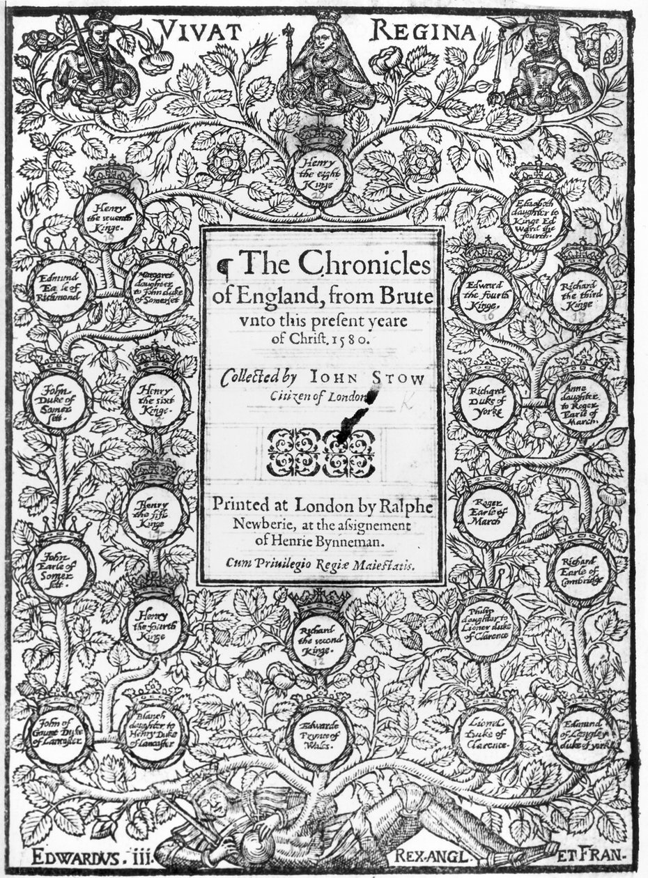 John Stow (kb. 1525-1605) The Chronicles of England előlapja, 1580 alkotó: English School