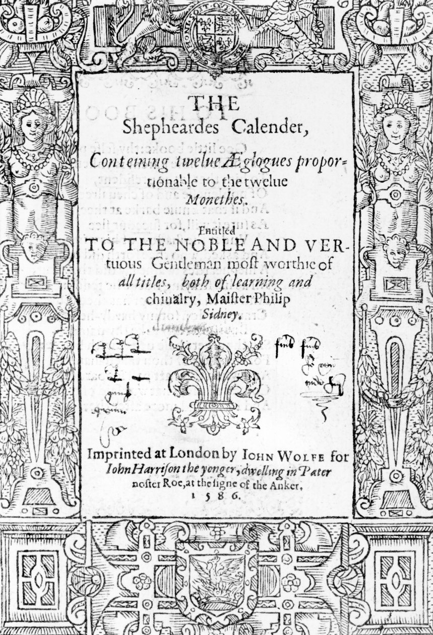 Esmond Spenser (1552-1599) The Shepheardes-naptárának előlapja, 1586 alkotó: English School
