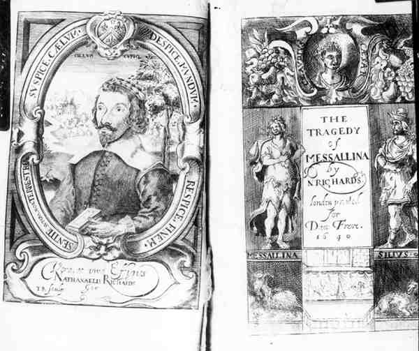 Nathanael Richards (fl. 1630-40) Messallina tragédiájának előlapja, pub. 1640-ben alkotó: English School