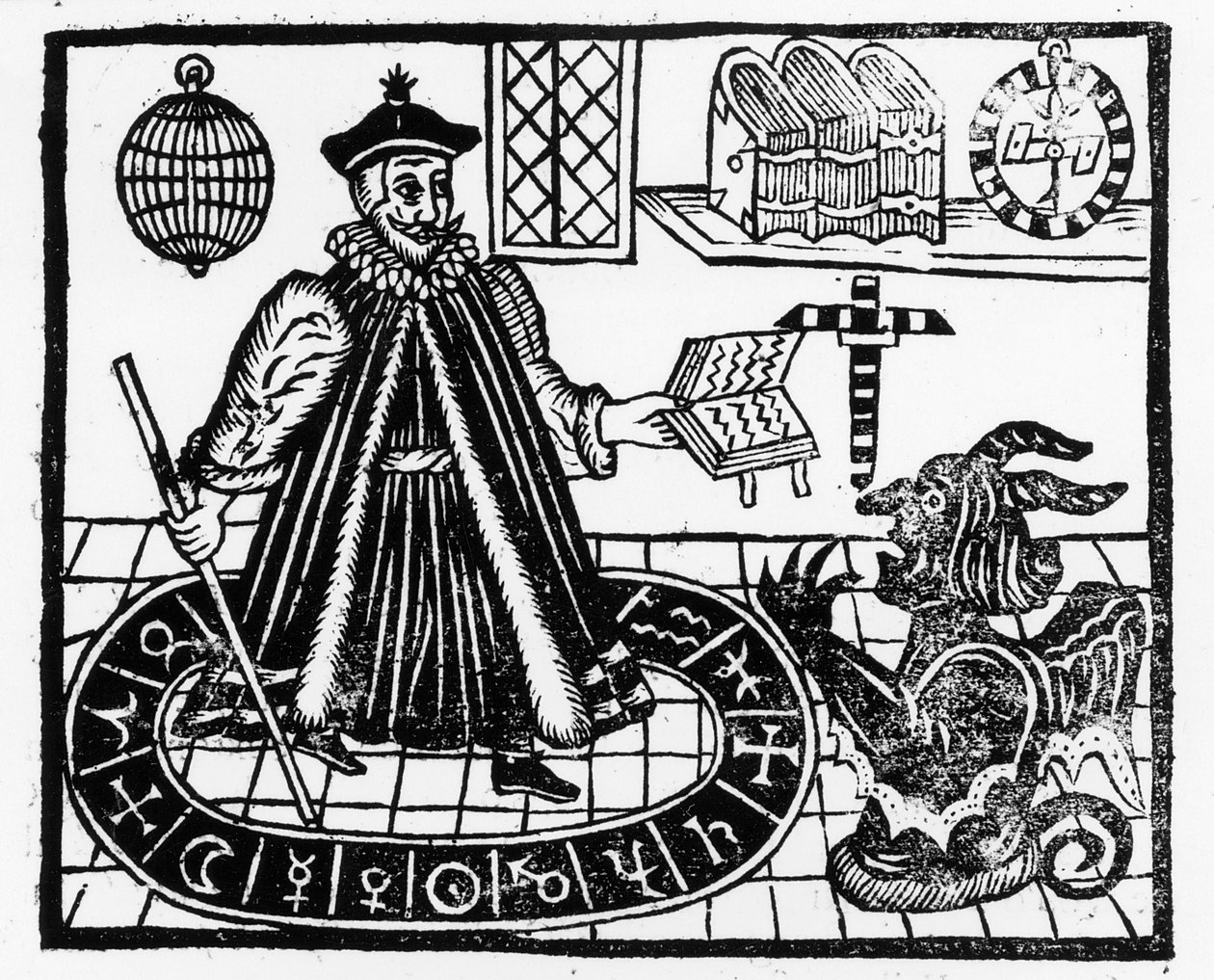 A Doktor Faustus életének és halálának tragikus történetének előlapja, Christopher Marklin, 1616 körül alkotó: English School
