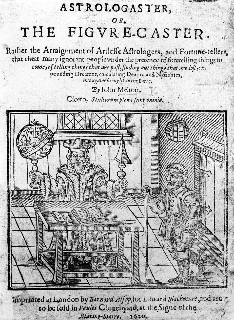 Az 1620-ban megjelent John Melton előlapja az Astrologasterhez, avagy a figuraöntő alkotó: English School
