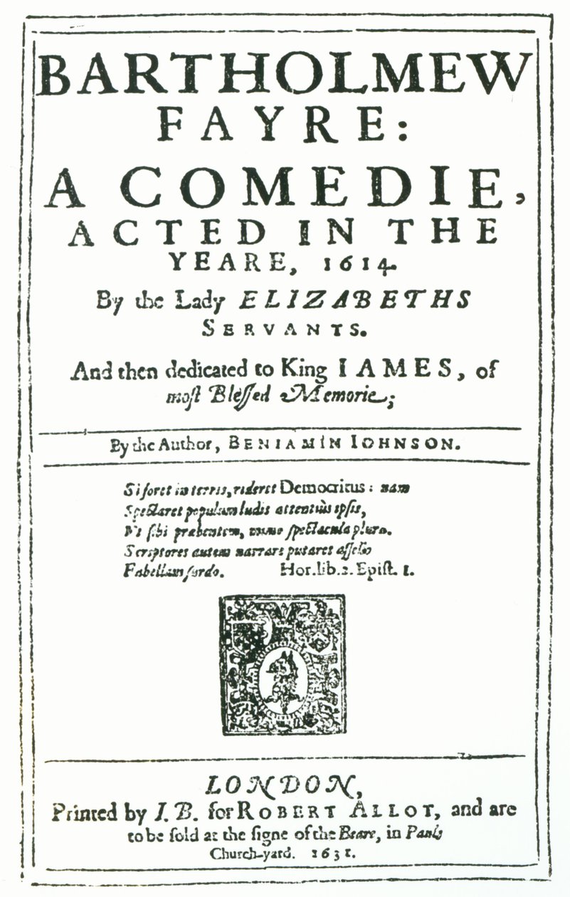 Bartholomew Fayre előképe: Benjamin Jonson (15723-1637) vígjátéka, 1631 alkotó: English School