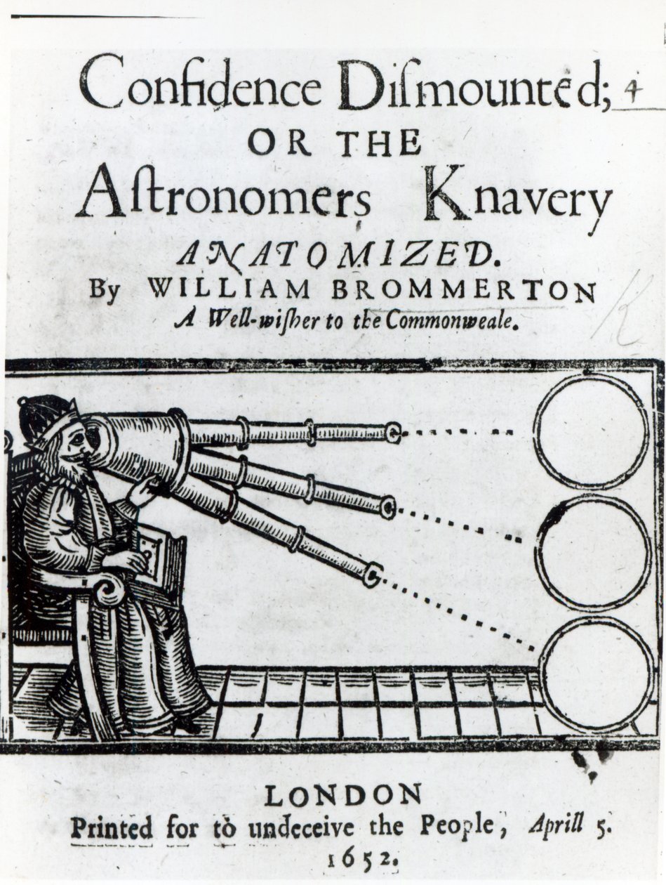 Frontispiece to Confidence leszerelve; vagy a William Brommerton által kiadott Astronomers Knavery Anatomized, 1652-ben alkotó: English School