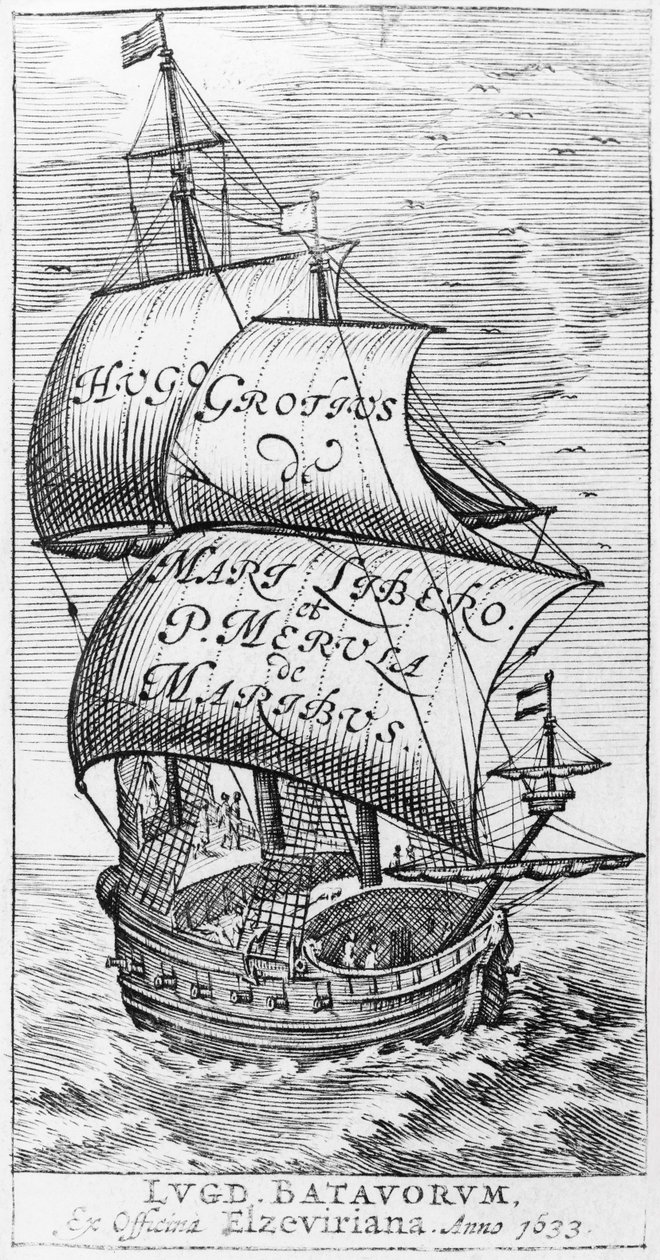 Hugo Grotius és Paulus van Merula de Maribus homlokzata a De Maribus liberhez, 1633 alkotó: English School
