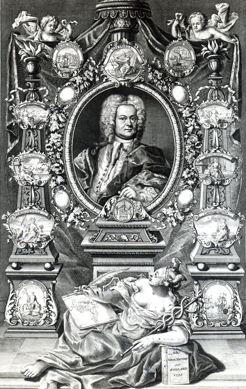 Thomas Lediard Frontispiece to Naval History of England, 1735-ben alkotó: English School