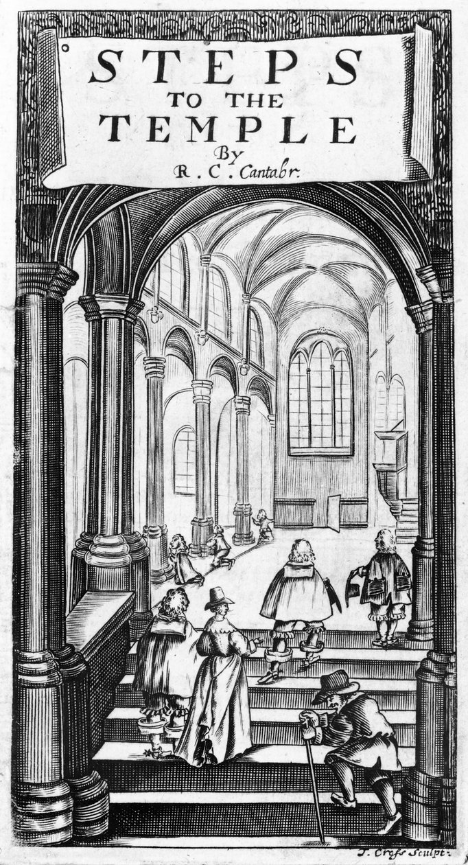 Richard Crashaw homlokzata a Templom lépcsőjéhez, J. Cross metszet, 1648 alkotó: English School